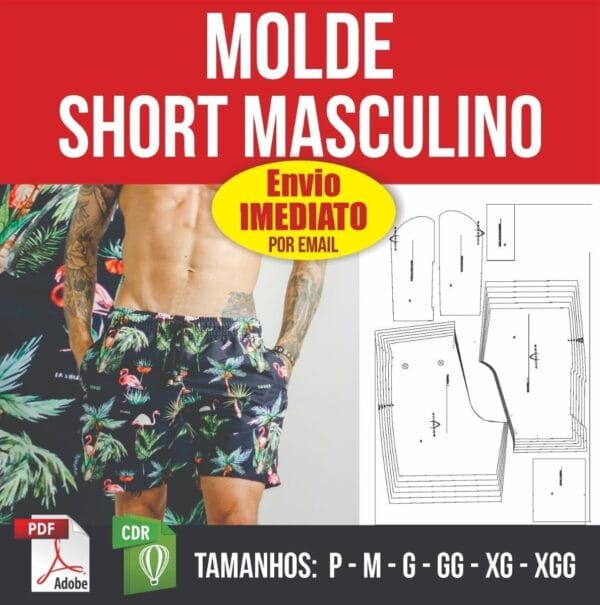 Molde Modelagem Short Masculino - Ao Xgg Arquivo Digital