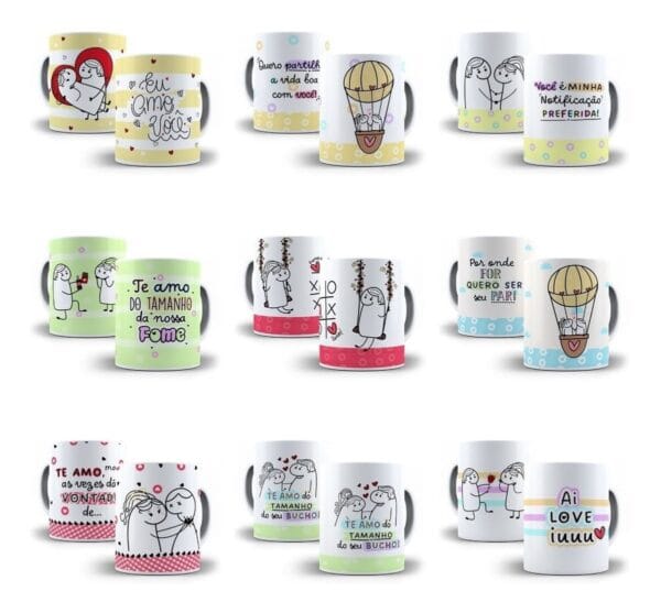 Pack Flork Namorados 26 Artes Para Sublimação De Caneca
