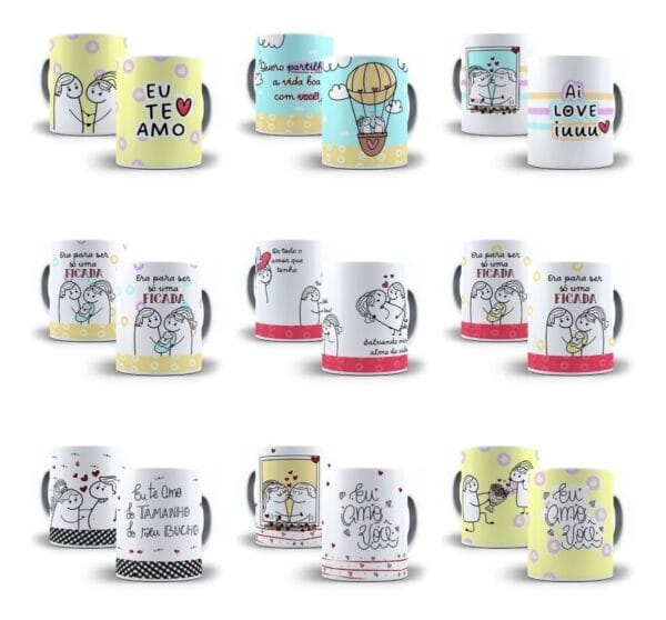 Pack Flork Namorados 26 Artes Para Sublimação De Caneca