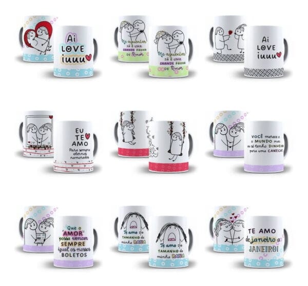 Pack Flork Namorados 26 Artes Para Sublimação De Caneca