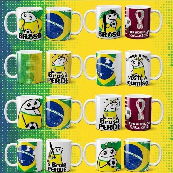 Pack Flork Png Artes Caneca Brasil Copa Mundo Qatar 2022