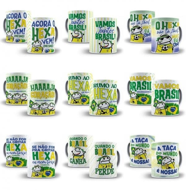 Pacote Arte Caneca Brasil Flork Torcedor 15 Arquivo Editável