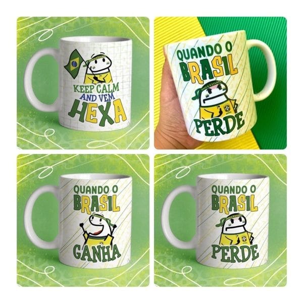 Pacote Arte Caneca Brasil Flork Torcedor 15 Arquivo Editável