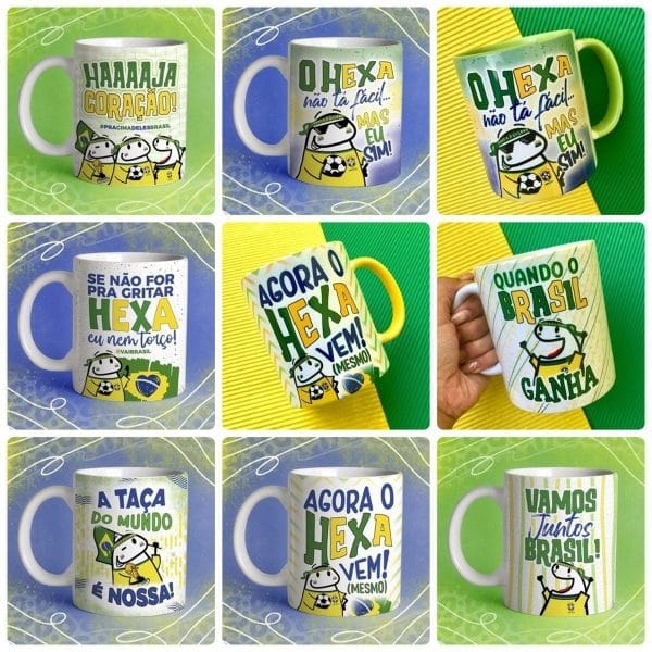 Pacote Arte Caneca Brasil Flork Torcedor 15 Arquivo Editável