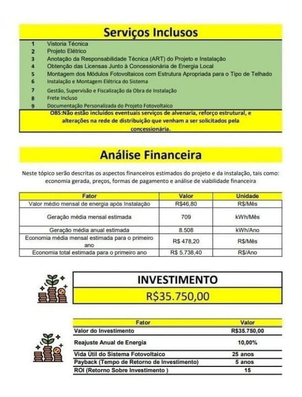 Planilha P/ Calculo De Energia Solar Com Proposta Orçamento