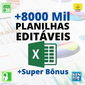 Planilhas Excel Editáveis 8000 Mil + Gestão Vendas + Bônus