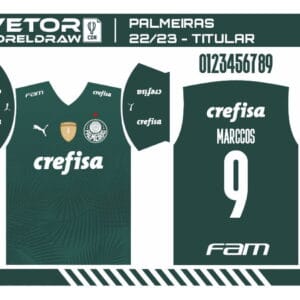 Template Vetor Camisa Palmeiras Titular 22-23 Arte Cdr Corel
