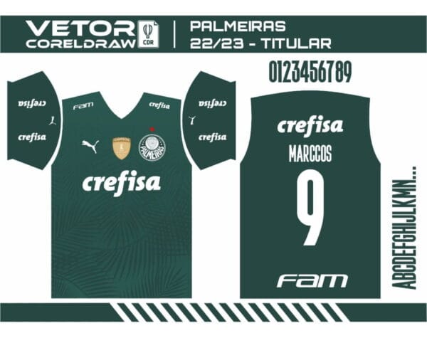 Template Vetor Camisa Palmeiras Titular 22-23 Arte Cdr Corel