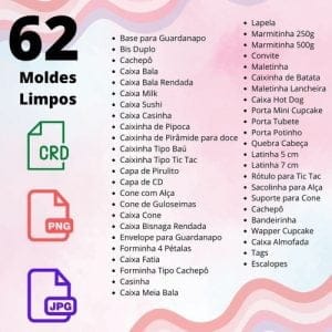 Combo 62 Moldes Limpos - Festa Pronta