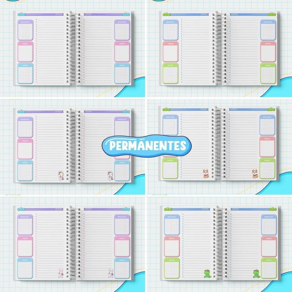 Combo Digital Agendinha Escolar 2023 Unicórnio Coelho