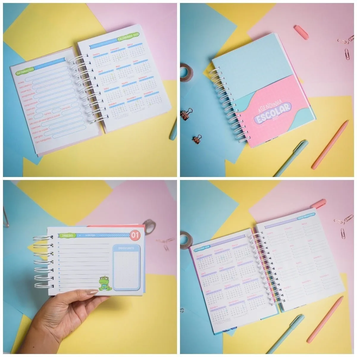 Combo Digital Agendinha Escolar 2023 Unicórnio Coelho