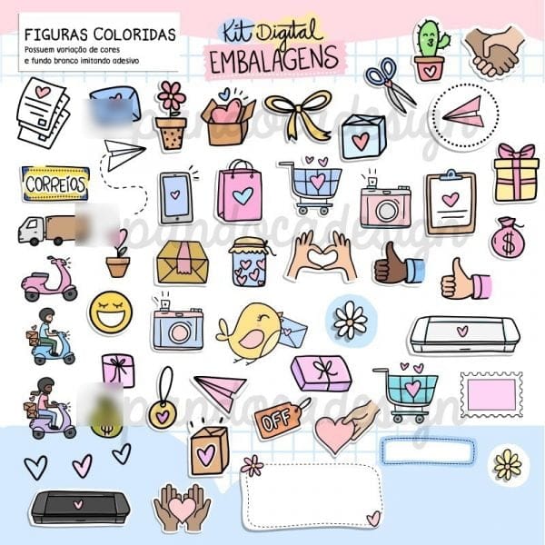 Kit Digital Elementos Frases E Ilustrações Para Embalagens