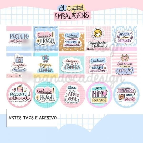 Kit Digital Elementos Frases E Ilustrações Para Embalagens