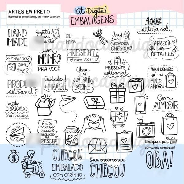 Kit Digital Elementos Frases E Ilustrações Para Embalagens