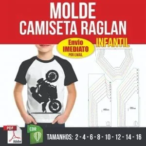Molde Digital Pdf Camiseta Infantil Raglan Do 2 A 16