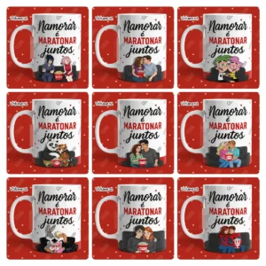 23 Designs Românticos para Caneca - Pacote Netflix e Pipoca