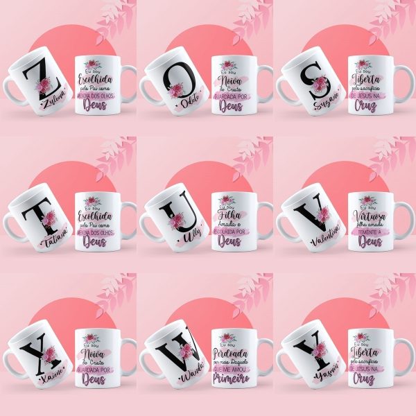 26 Artes Caneca Evangélica Nomes Editáveis Sublimação Corel