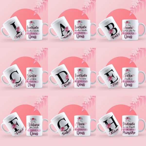 26 Artes Caneca Evangélica Nomes Editáveis Sublimação Corel