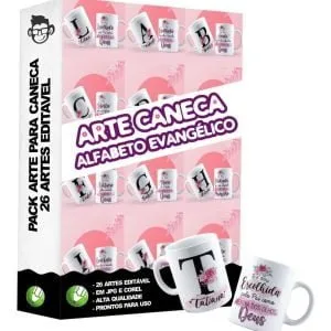 26 Artes Caneca Evangélica Nomes Editáveis Sublimação Corel
