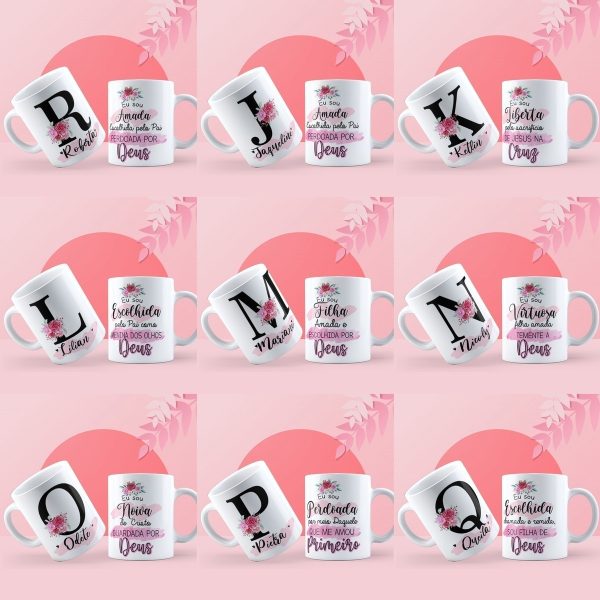 26 Artes Caneca Evangélica Nomes Editáveis Sublimação Corel