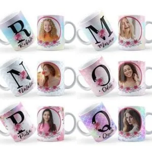 26 Artes Para Caneca Alfabeto Fotos Editável Em Corel