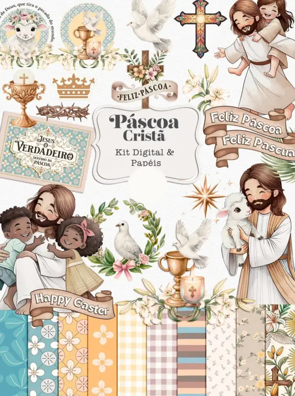 Pacote Páscoa Cristã: Designs Aquarelados em PNG