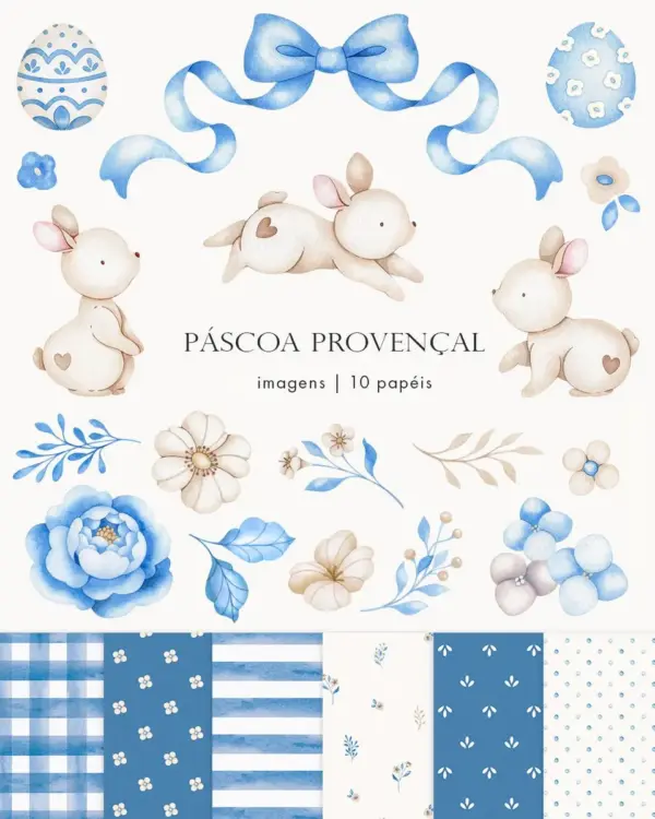 Arquivos PNG para Páscoa Estilo Provençal Aquarelado