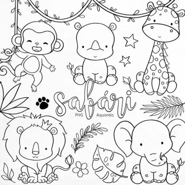 Pacote Premium de Designs Safari Aquarelado em PNG - Imagem 2