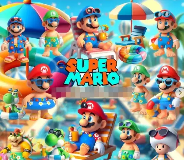 Kit Digital 3D Super Mario para Pool Party em PNG