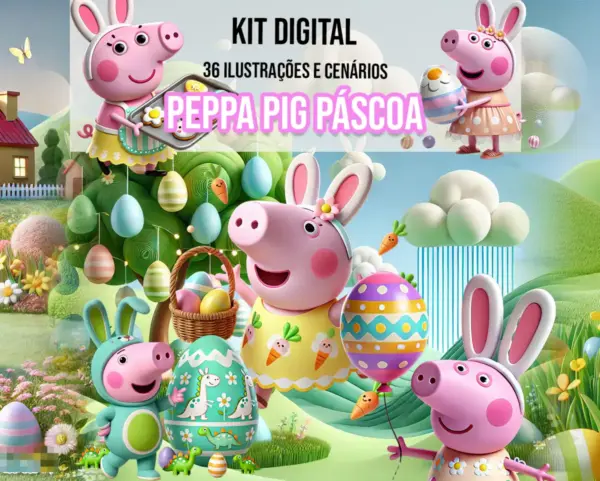 Kit de Desenhos Peppa Pig Páscoa - Ideal para Sublimação