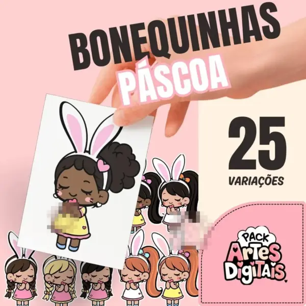 Kit Pascoa Bonequinhas PNG Arte Digital para Paper Crafts