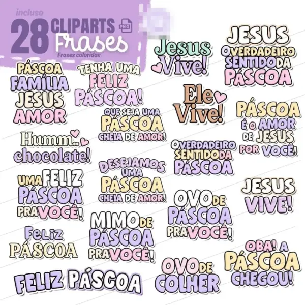 Kit Páscoa Lilás Pastel com PNGs para Scrapbooking Digital - Imagem 5