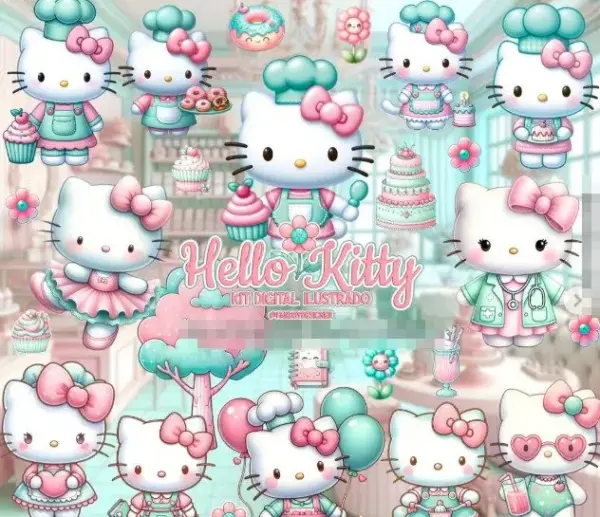 Arquivos PNG Hello Kitty Candy para Decoração e Craft