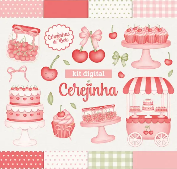Arquivos PNG Cerejinhas Aquarela Papelaria Personalizada