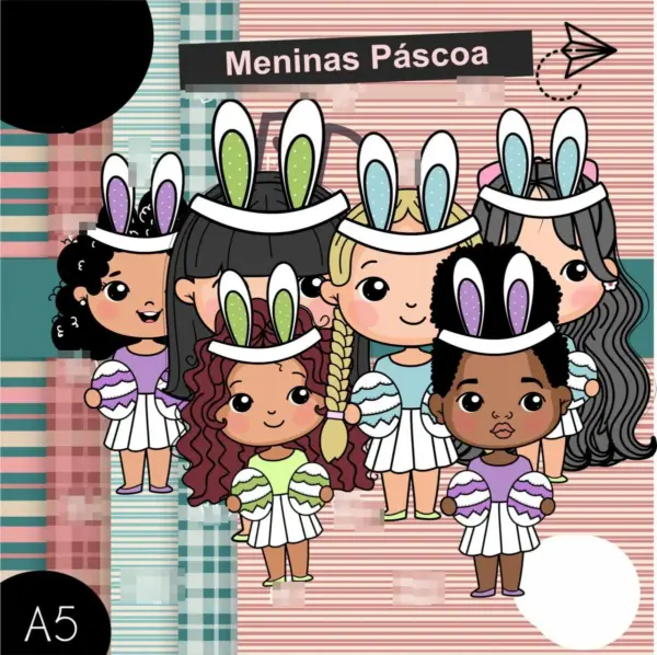 Kit Pascoa Mascote Menino Menina Arte Digital Personalizar
