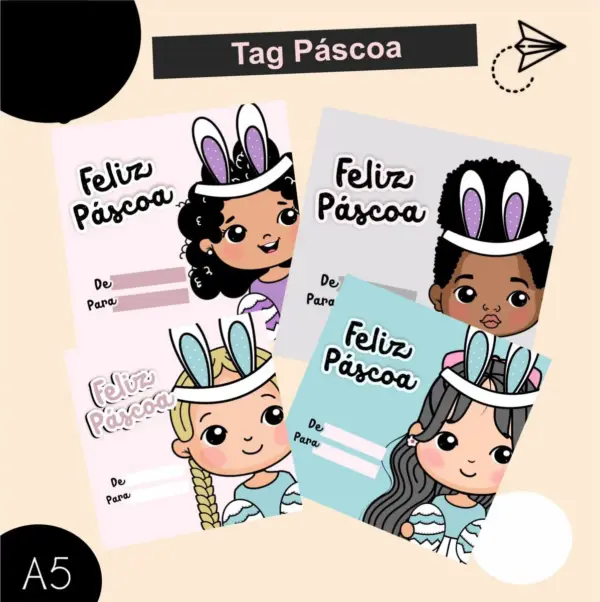 Kit Pascoa Mascote Menino Menina Arte Digital Personalizar - Imagem 2