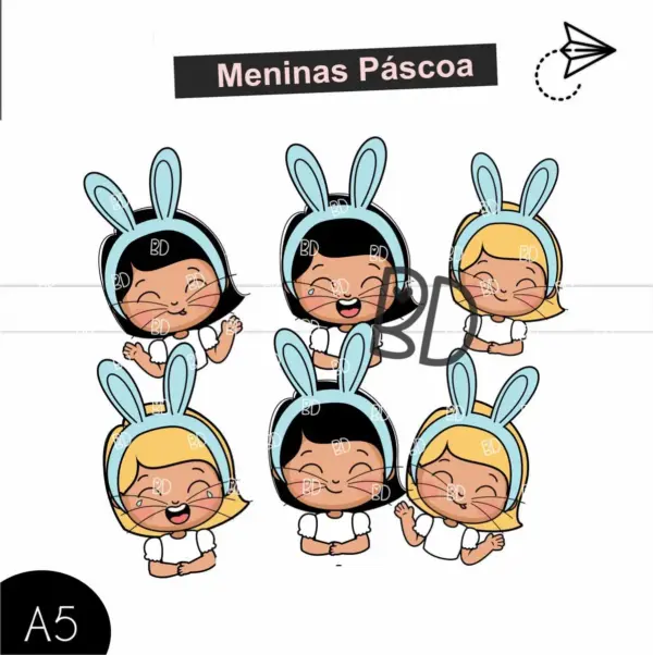 Kit Pascoa Mascote Menino Menina Arte Digital Personalizar - Imagem 3