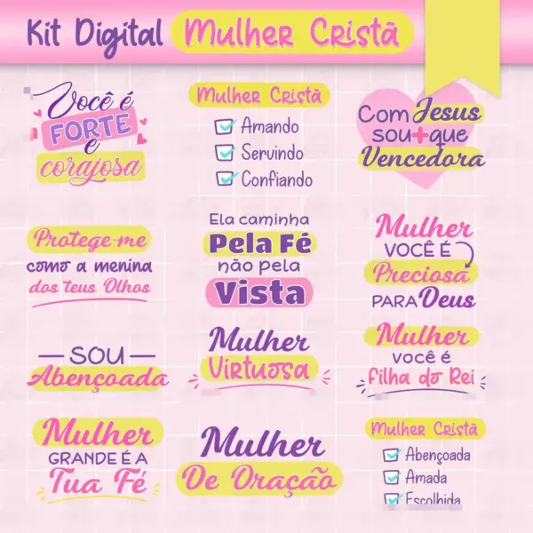Kit Digital Cristão Feminino com Artes em PNG para Sublimação - Imagem 4