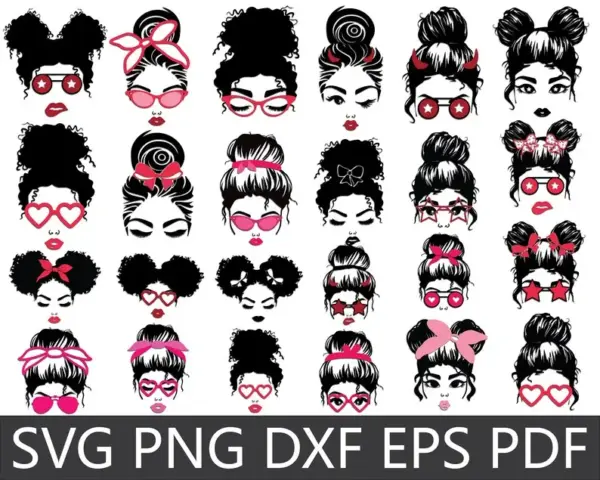 Kit coque bagunçado feminino PNG para produtos personalizados - Imagem 2
