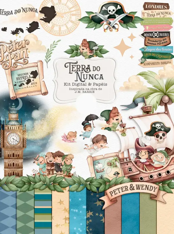 Kit Digital Peter Pan PNG Álbum de Memórias e Scrapbooking