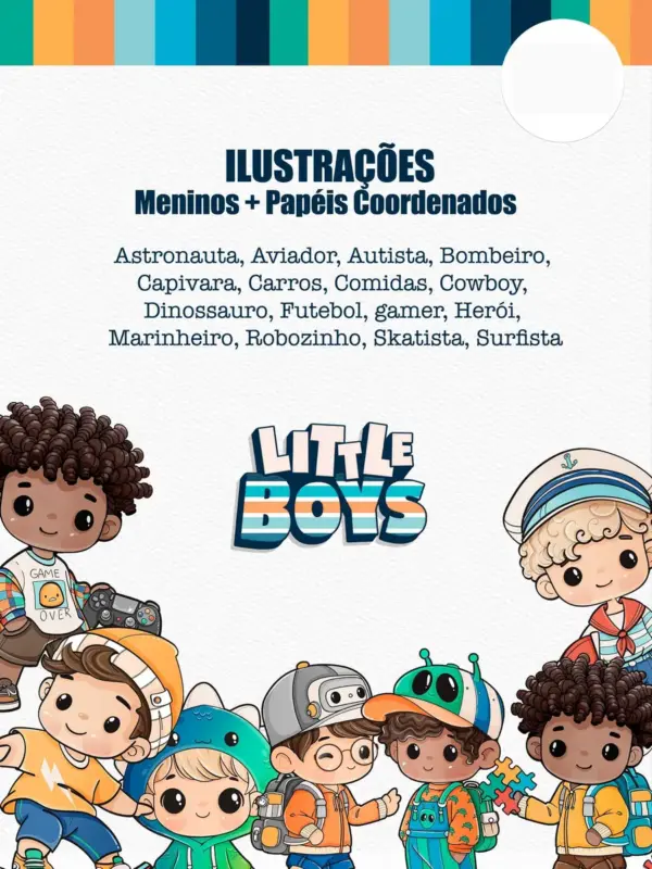 Kit PNG Meninos Little Boys Alta Resolução para Personalização