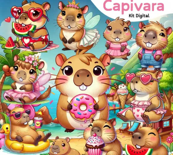 Arquivos PNG Capivaras para Papelaria Personalizada e Craft