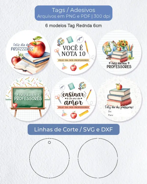 Tag Redonda 6cm para Lembrancinhas de Professor - Imagem 2