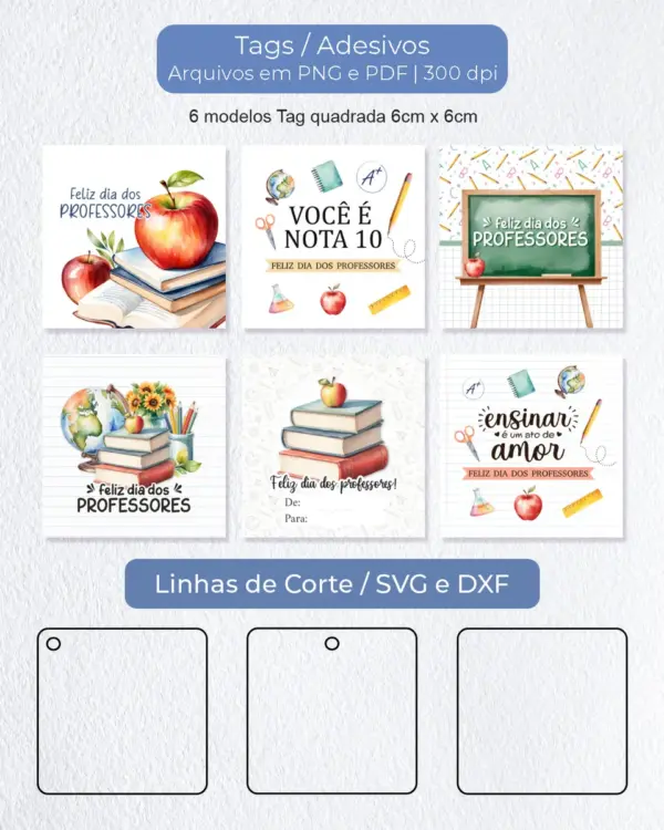 Tag Quadrada 6cm Professores Arquivo Digital para Sublimação - Imagem 2