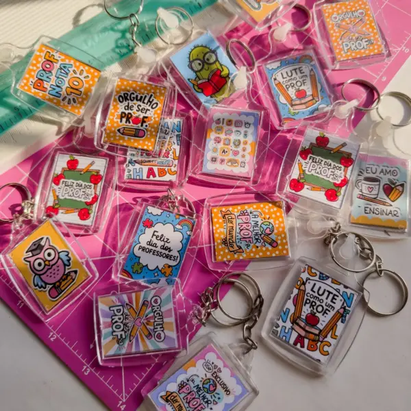 Kit Personalizavel Chaveiro Professores 16 Artes Coloridas - Imagem 4