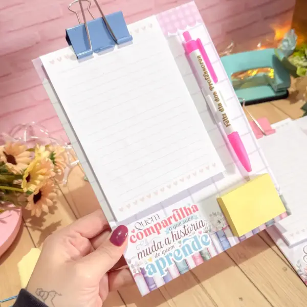 Kit Personalizado Professores Bloco Notas Caneta