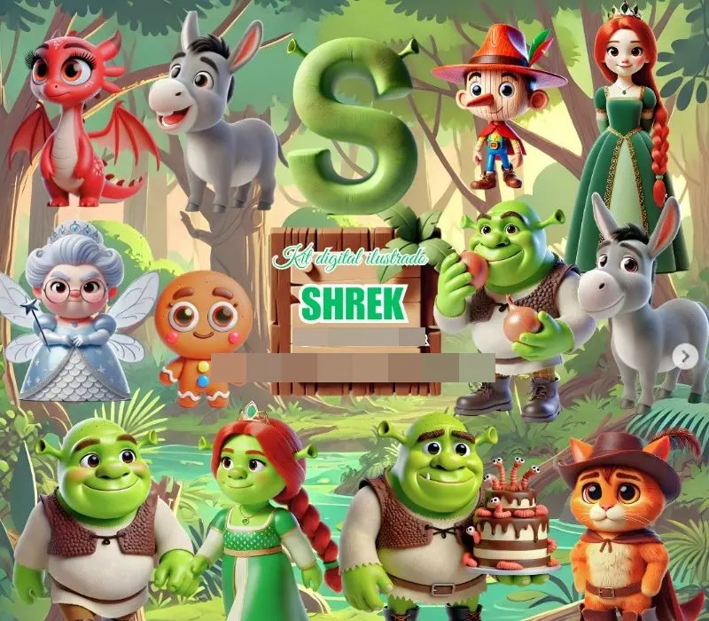 Arquivos PNG Shrek Fiona para Papelaria Personalizada 1 Arquivos PNG Shrek Fiona para Papelaria Personalizada