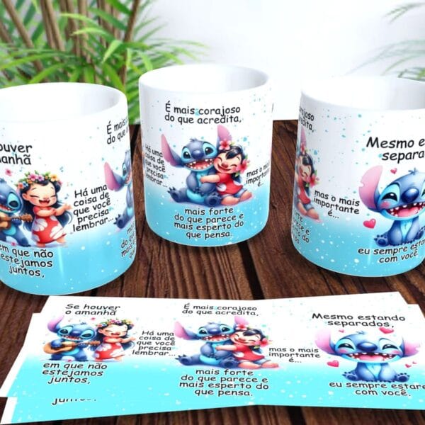 4 Artes Caneca Lilo e Stitch Dia do Amigo Sublimação Png