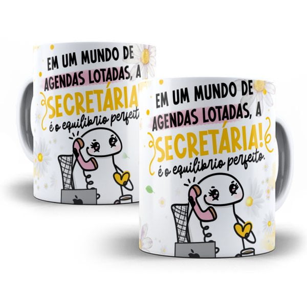 4 Estampas Caneca Flork Secretária Frases Engraçadas