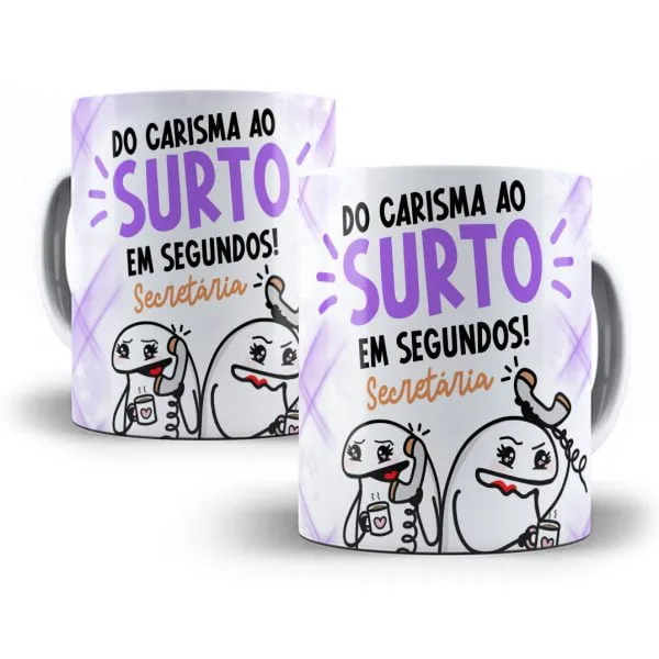 4 Estampas Caneca Flork Secretária Frases Engraçadas